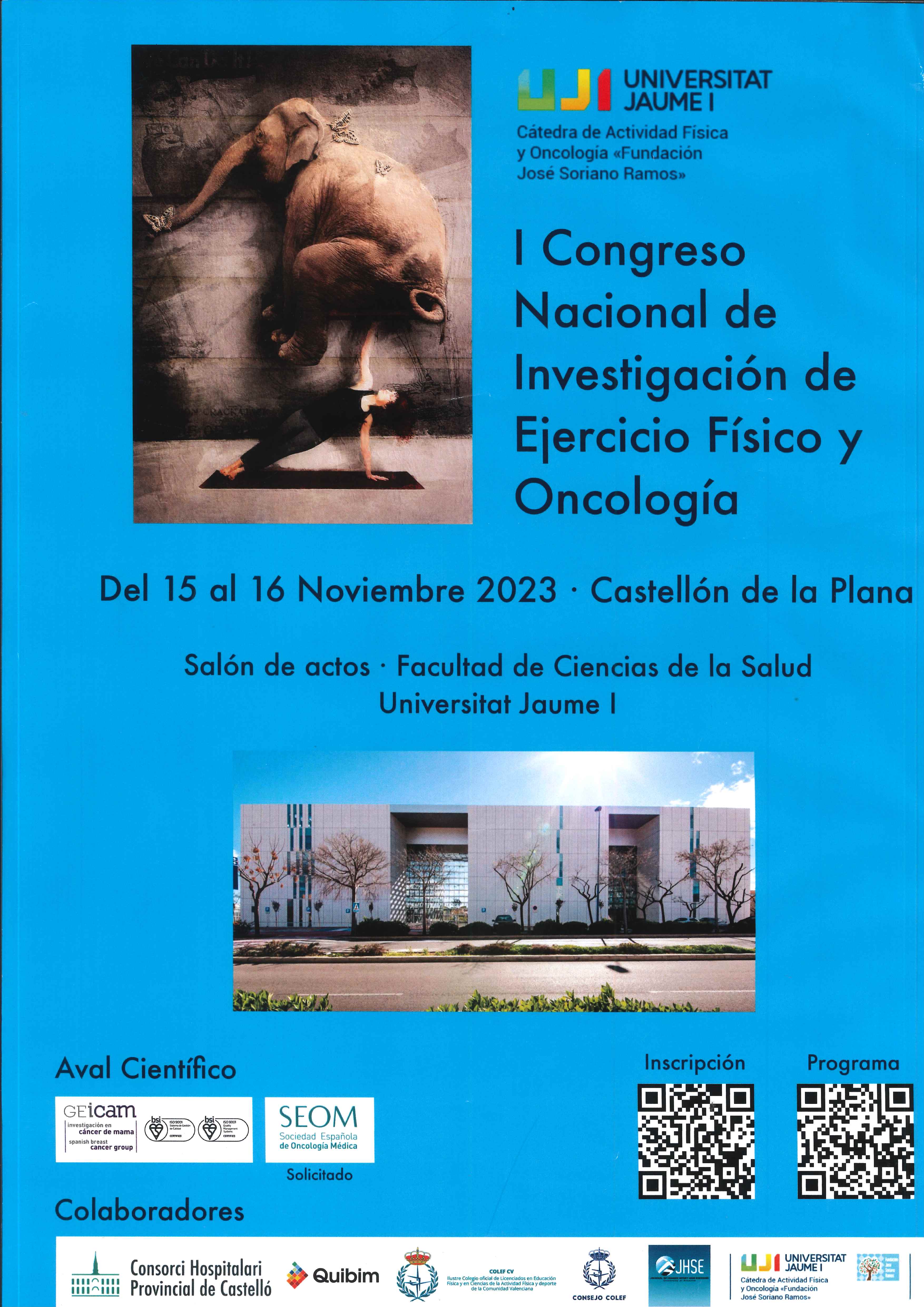 Cartel I Congreso nacional de investigación de ejercicio físico y oncología