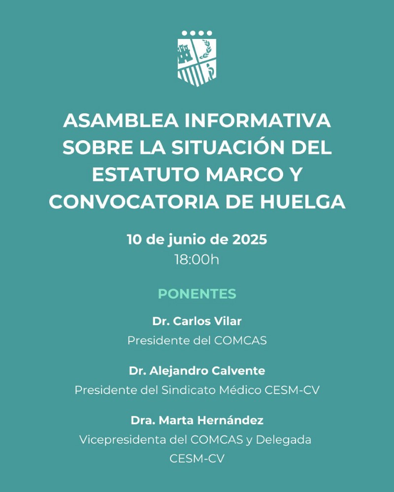 El Colegio de Médicos de Castellón organiza una asamblea informativa sobre el Estatuto Marco y la convocatoria de huelga